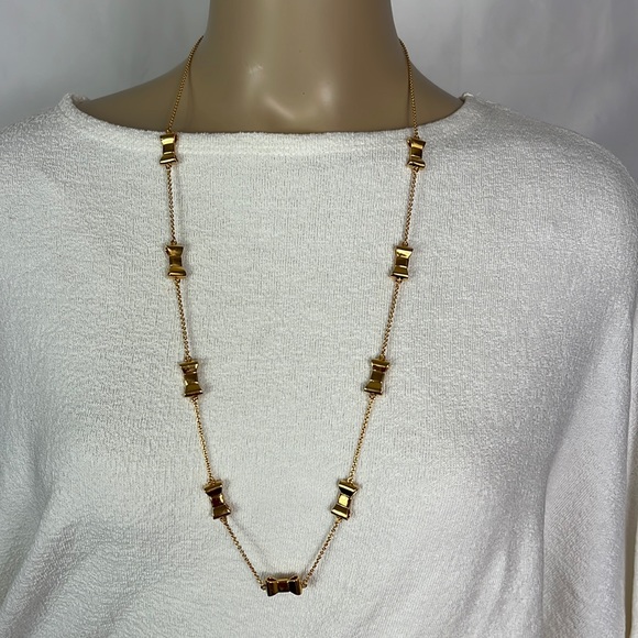 Kate Spade Gold Tone Bow Tie Long Necklace